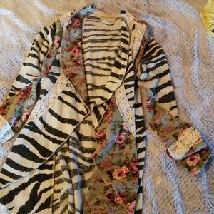 Floral and zebra print sweater
